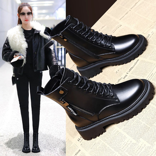 加绒厚底爆款 真皮英伦风马丁靴女2025秋冬新款 超火今年流行小短靴