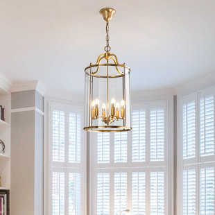 全铜美式楼梯吊灯餐厅现代简约入户门厅过道走廊阳光房圆筒鸟笼灯