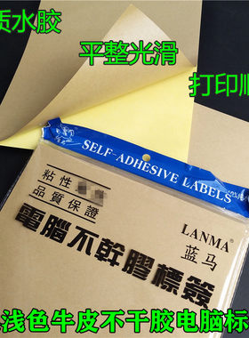 蓝马A4牛皮纸不干胶标签纸箱色可喷墨激光电脑打印纸浅色一包45张