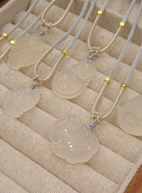 天然玉髓狐狸葫芦吊坠项链天然平安锁项链新中式国风平安扣项链