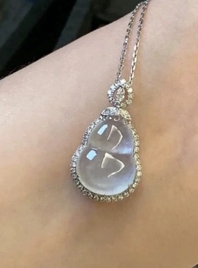 新中式高冰透葫芦项链锁骨毛衣链