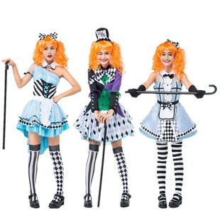 爱丽丝疯狂的帽子制服cos精灵马戏团小丑服化装舞会角色魔术师裙