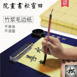 田雪松书画院专用定制练习书法手工竹帘纹加厚多规格米字格毛边纸
