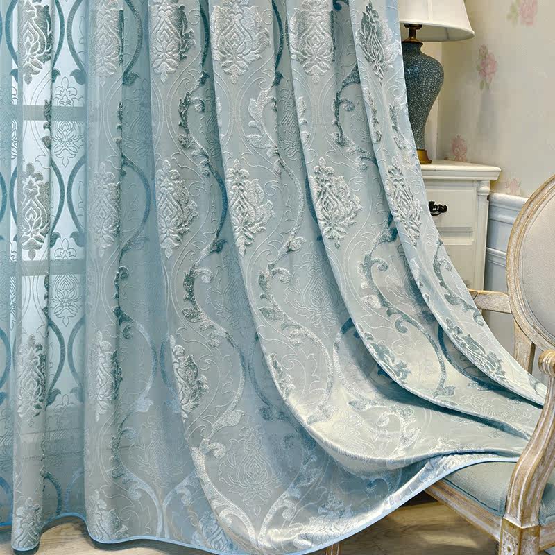 欧式高档大气绣花窗纱客厅卧室透光不透人防晒遮阳纱阳台窗帘遮光