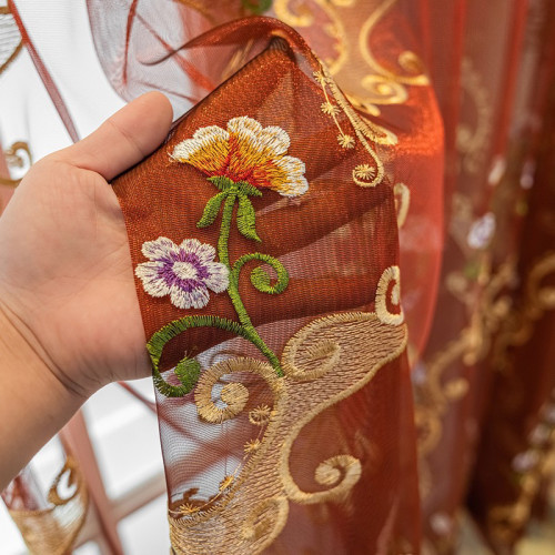 高档刺绣绣花遮阳防晒纱客厅卧室