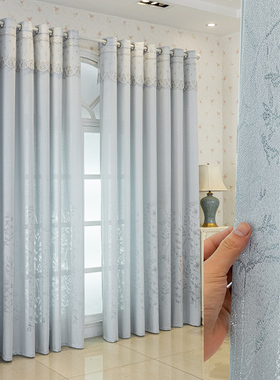 现代轻奢大气防晒半遮光加厚窗纱客厅卧室遮阳灰色纱帘不透人阳台