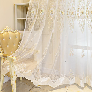 欧式轻奢高档大气立体刺绣窗纱客厅卧室透光纱帘阳台遮光防晒遮阳