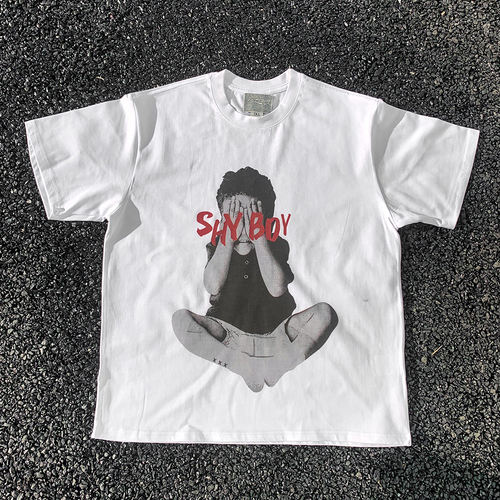 王有病工作室 重磅260G！白色复古害羞的男孩T-shirt短袖t恤高街