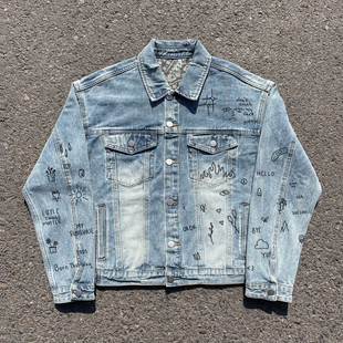 外套2025新款 ins风小众设计感涂鸦情侣牛仔夹克 今年流行爆款