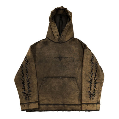 OLDSCHOOL美式复古亚文化视觉系上衣高级感反做旧水洗做旧卫衣