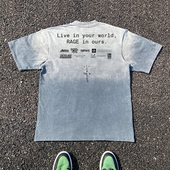 王有病工作室 T恤 vintage设计感短袖 10年老店 300克重磅渐变灰