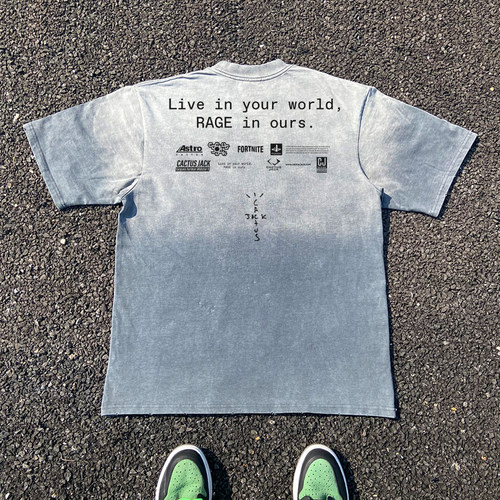 王有病工作室 10年老店！300克重磅渐变灰！vintage设计感短袖T恤