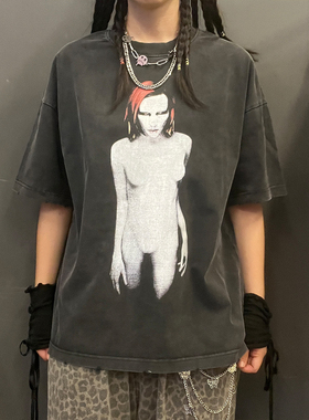 王有病工作室 330G重磅！玛丽莲曼森机械动物复古vintage短袖T恤