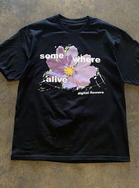 王有病工作室 220G 透气正肩版！小众设计简约风紫色兰花短袖T恤