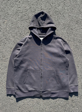 清仓处理！！学生重磅450克纯色保暖宽松大码做旧拉链开衫外套