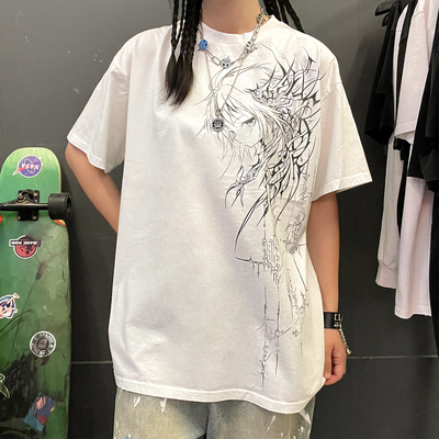 王有病工作室 260G重磅！亚文化小众亚比美学中性阴郁风短袖T恤