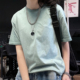 180G纯色男女短袖 王有病工作室 清新学院风做旧蓝色甜酷情侣装 T恤