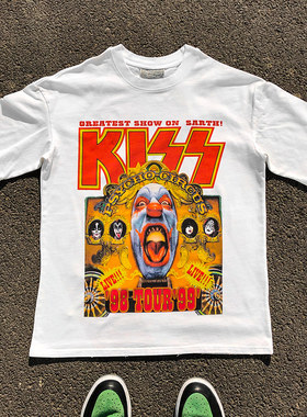王有病工作室 重磅260G！kiss乐队 TEES 宽松大码情侣装短袖T恤
