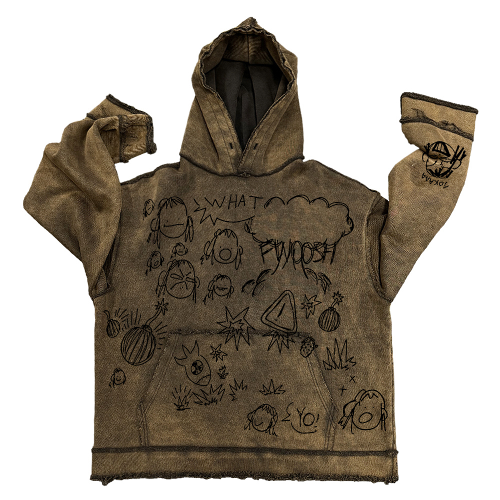 王有病工作室 只做心头好物！美式高街反做旧水洗破坏毛边卫衣