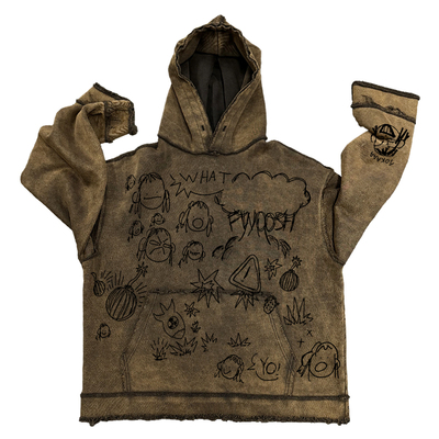 王有病工作室 只做心头好物！美式高街反做旧水洗破坏毛边卫衣