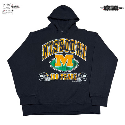 王有病工作室 美式运动复古Missouri密苏里大学秋冬情侣款连卫