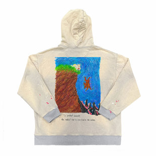 创意美学艺术感韩系早秋chic套头连帽卫衣情侣款 清仓款 水洗款