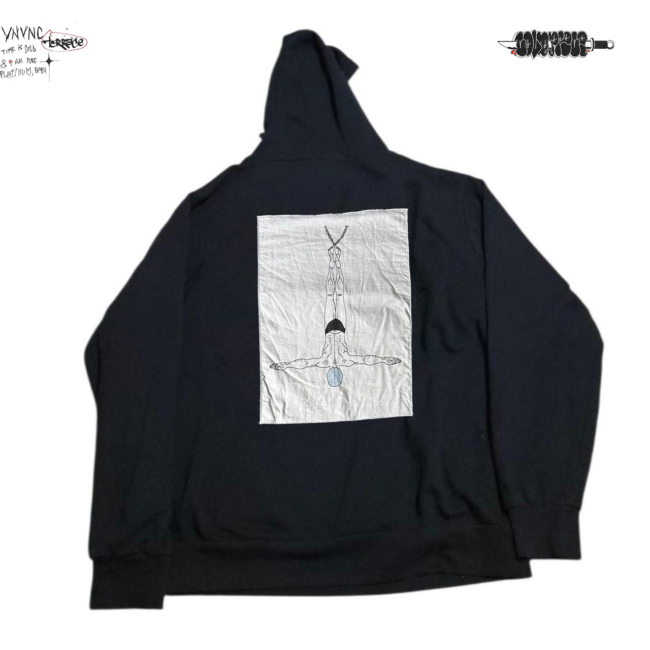 oldschool美式复古重磅纯手贴补高级感暗黑系亚文化连帽卫衣男女