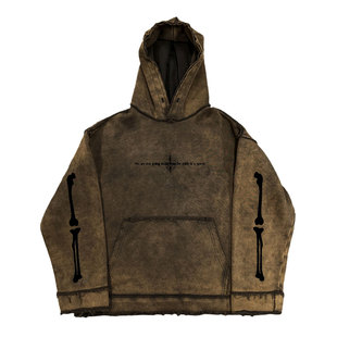 清仓款 复古反做旧水洗毛边卫衣高级感暗黑系 vintage美式