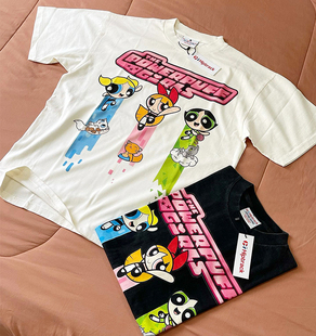 卡通动漫复古年代宽松短袖 王有病工作室 美式 shirt 十年老店 T恤T