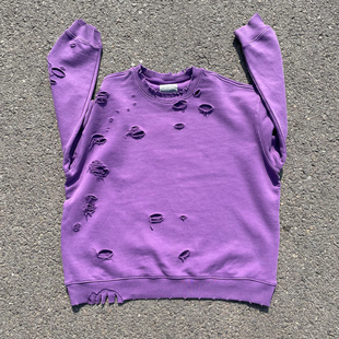 王有病工作室 只做心头好物!450克重磅糖果色做旧破坏水洗卫衣