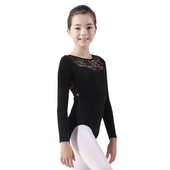 体形体服 芭蕾舞蹈儿童蕾丝拼接长袖 高弹练功服 新款 柏屋舞苑