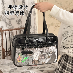 手提痛包大容量二次元 少女托特包斜挎通勤谷子包徽章吧唧单肩包K