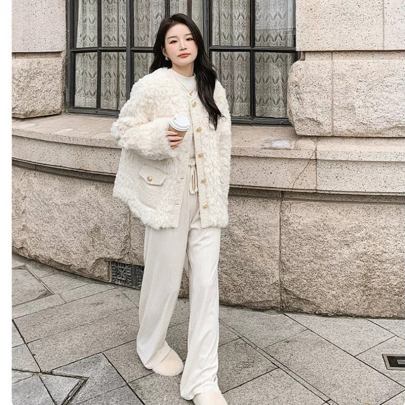 毛毛外套女春款羊羔绒设
