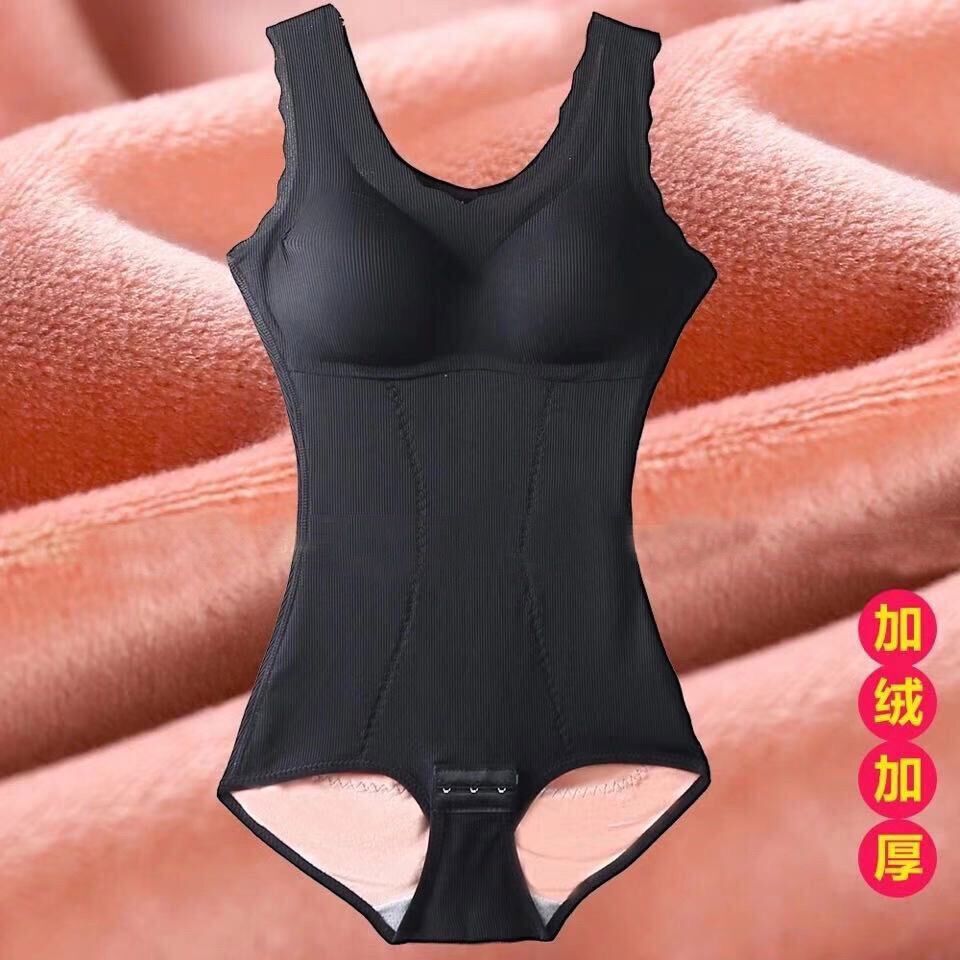 无痕加绒加厚连体塑身衣保暖美体衣紧身内衣女士塑形美体束身衣女