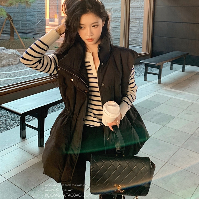 秋冬羽绒马甲女中长版收