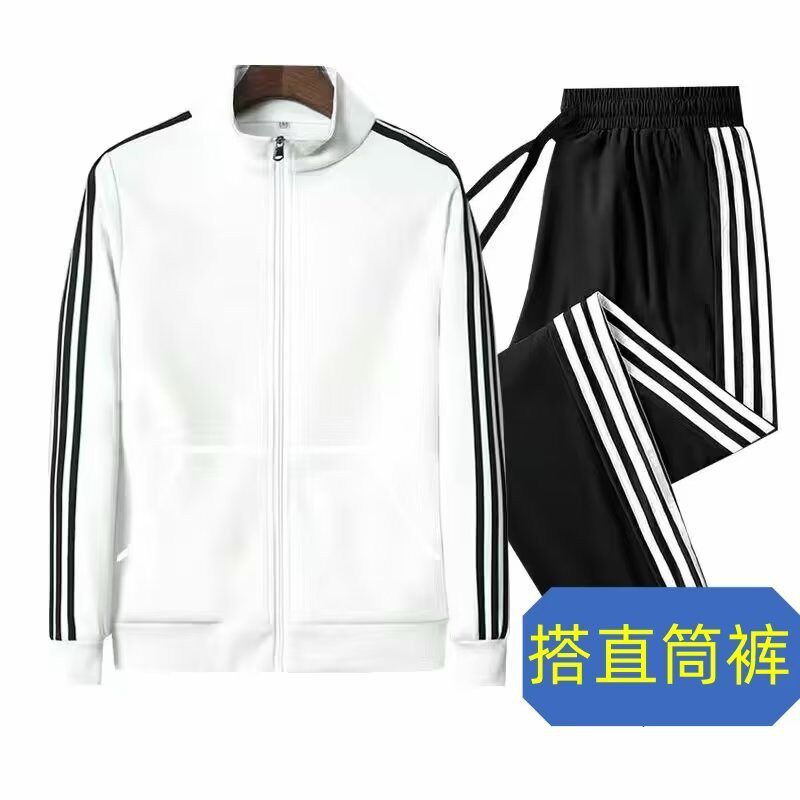 春秋薄立领外套运动服男士休闲三条杠套装户外跑步卫衣卫裤两件套