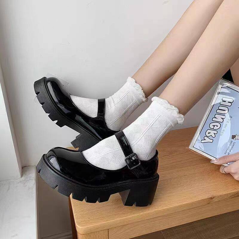 圆头小皮鞋女英伦风小香风日系jk制服黑色厚底一字扣玛丽珍鞋单鞋