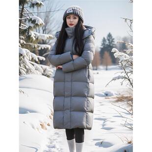 白鸭绒冬韩版修身加厚过膝加长羽绒服女显瘦保暖外套