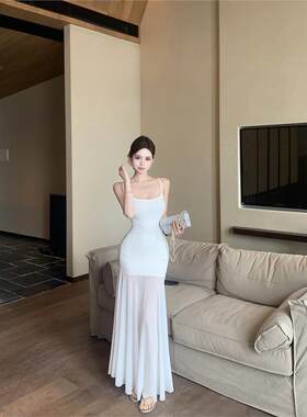 纯欲温柔风纱网拼接吊带