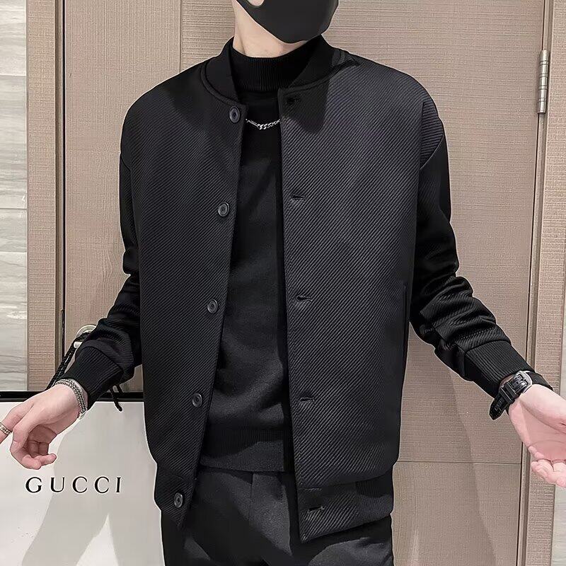 痞帅棒球服外套男士秋冬高级感休闲工装夹克纯色运动上衣潮牌潮流