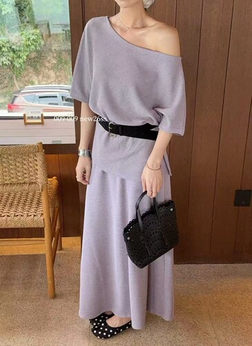 2026春夏新款时尚气质百搭显瘦休闲针织套装女休闲上衣+半身裙