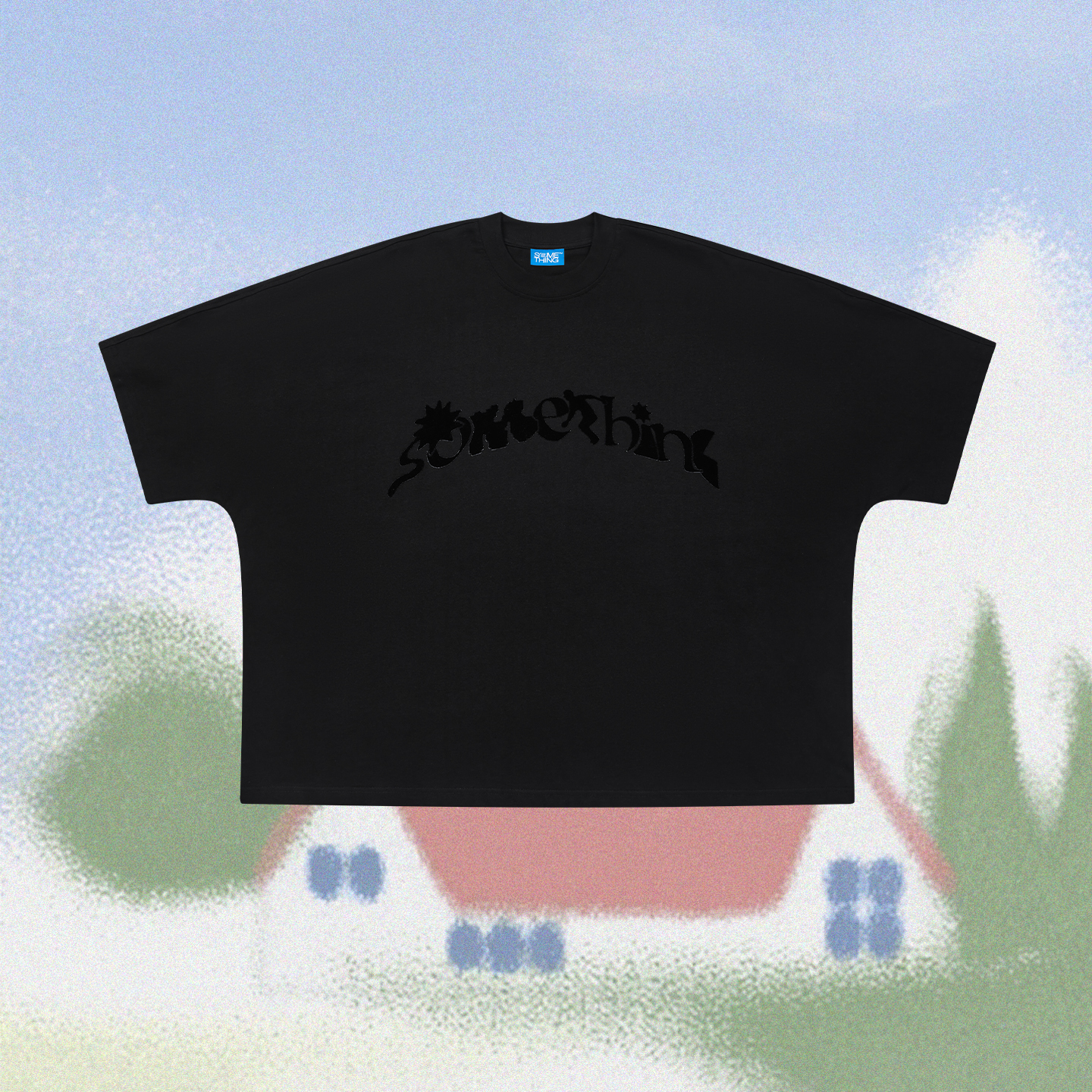 something同色植绒一片式T恤