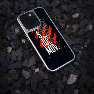 永不停步电镀玻璃黑框磨砂手机壳适用苹果iphone17promax华为小米14PRO小米15ULTRA华为PURA80ULTRA小米14ULT