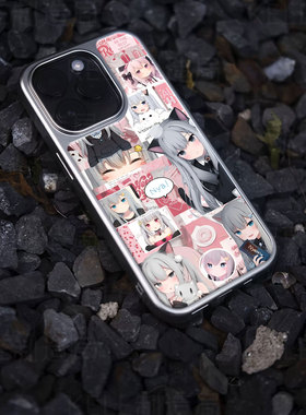 猫耳萌娘电镀玻璃黑框磨砂手机壳适用苹果iphone17promax华为VIVOX200PROMINI华为PURA70ULTRA华为PURA70PROP