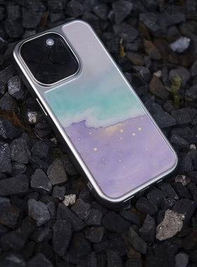 梦幻星空电镀玻璃黑框磨砂手机壳适用苹果iphone17promax华为小米15PROOPPORENO12华为P60PRO华为MATE60PROPL