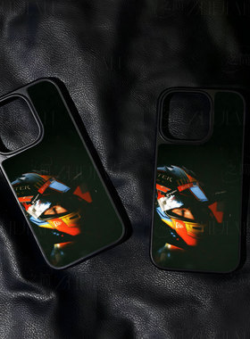 维斯塔潘头盔大孔黑框玻璃磨砂磁吸碳纤纹手机壳适用苹果iphone17promax华为小众个性P80PRO15/16PLUSP70ULTR