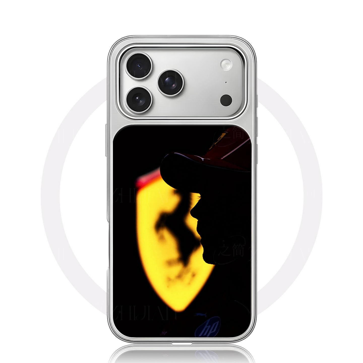法拉利车手影大孔黑框玻璃磨砂磁吸碳纤纹手机壳适用苹果iphone17promax华为15/16PLUSP70ULTRAMATE70PROP80P