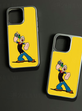 水手食菠菜手机壳大孔电镀黑框碳纤维二合一玻璃适用苹果17promax华为小米15PROMATE60PROPLUSPURA80ULTRAMAT