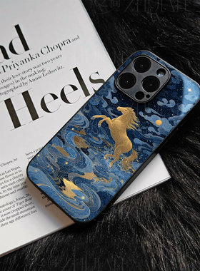 苹果17promax金马踏星河玻璃手机壳马年新年祝福有钱适用苹果华为荣耀MAGIC8PRO三星S25ULTRA小米15PRONOVA13