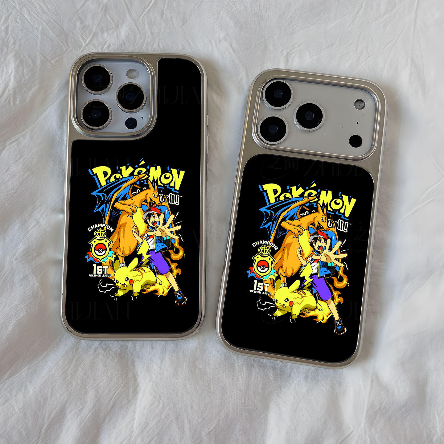 小智与宝可梦大孔电镀黑框磨砂磁吸碳纤纹手机壳适用苹果iphone17promax华为小众个性小米14PRO12/13/14